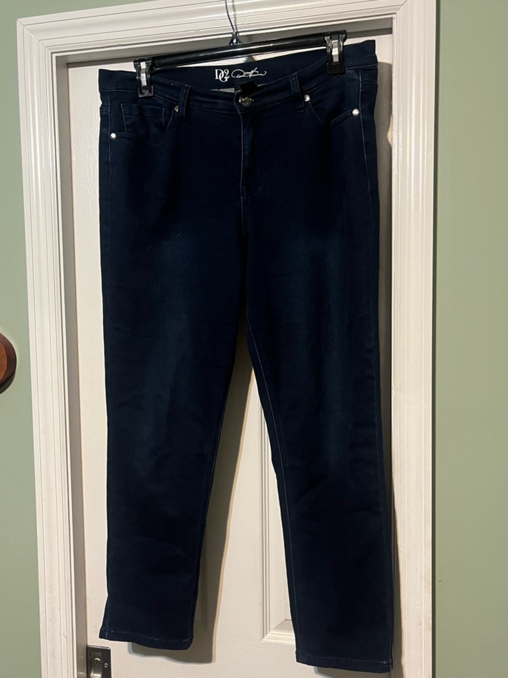 DG2 by Diane Gilman Navy Straight-Leg Stretch Jeans